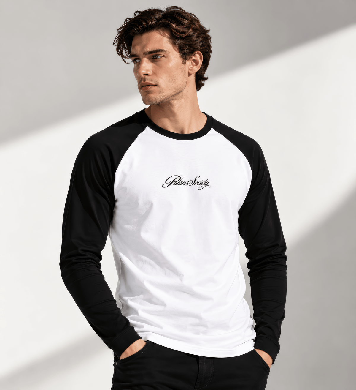 Raglan Long Sleeve Tee - White - PALACE SOCIETY